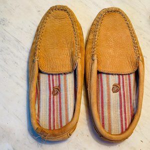 Acorn Womens Brown Leather Comfy Clog Slippers 6